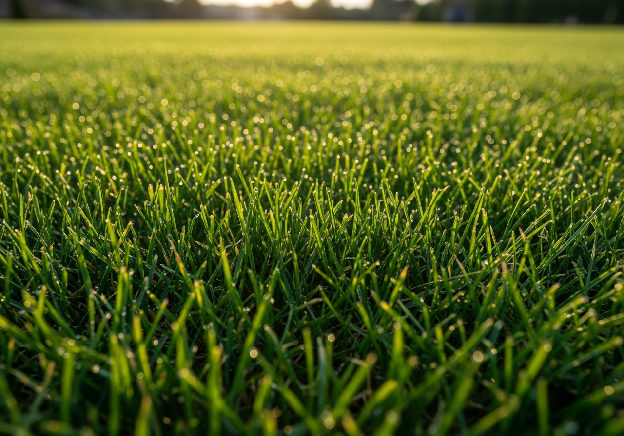 Close-up of lush, healthy established turf grass